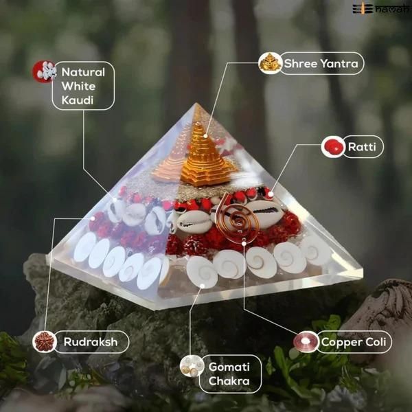 Crystal Wealth Pyramid with Shree Yantra & Gomati Chakra