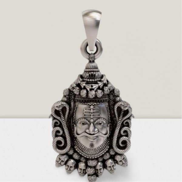 Silver Mahakal Pendant with Chain | Elegant Spiritual Accessory for Men