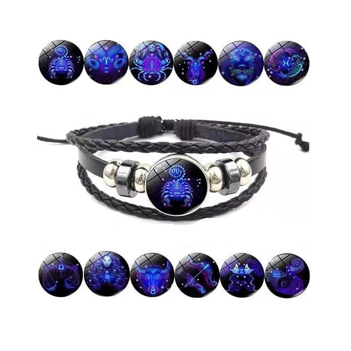 Zodiac Constellation Braided Leather Bracelet | Adjustable