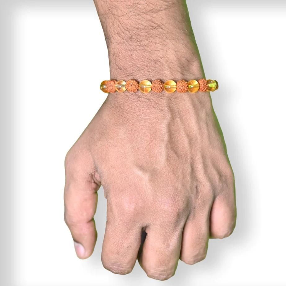 Rudraksha and Citrine Crystal Bracelet | Spiritual and Stylish Accessory | Pack of 2