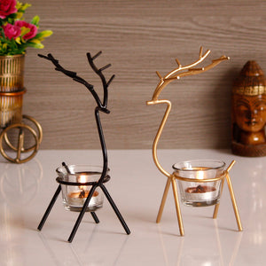 Deer Tea Light Holders | Handcrafted Metal | Set of 2