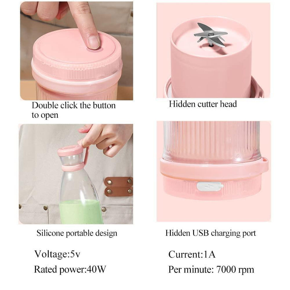 Electric Portable Mini Juicer Bottle | Wireless Personal Size Blender for Smoothies and Shakes