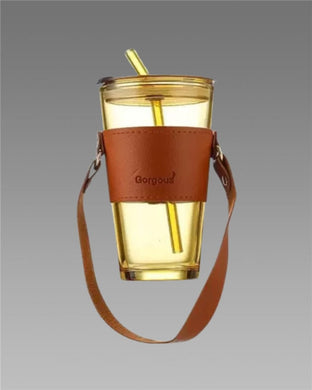 Elegant Glass Tumbler Set with Glass Straw and Secure Lid