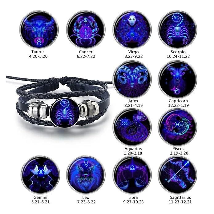 Zodiac Constellation Braided Leather Bracelet | Adjustable
