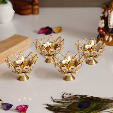 Lotus Crystal Tea Light Holders | Set of 4