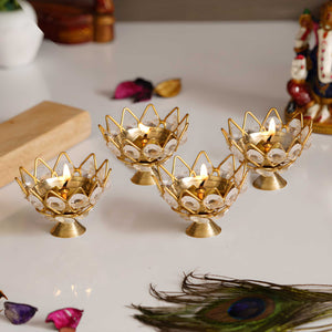 Lotus Crystal Tea Light Holders | Set of 4