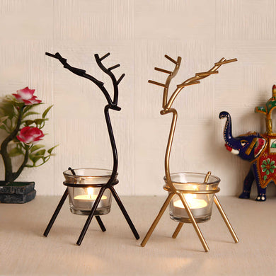 Deer Tea Light Holders | Handcrafted Metal | Set of 2
