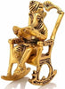 Golden Lord Ganesha Statue Sitting on a Rocking Chair and Reading Ramayan | Decorative Showpiece