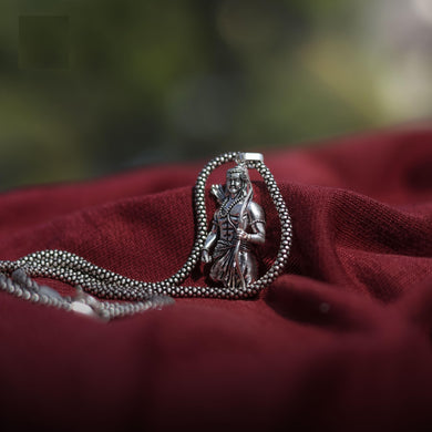 Lord Ram Pendant with Chain | Oxidized Silver