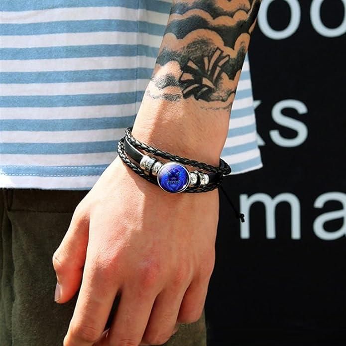 Zodiac Constellation Braided Leather Bracelet | Adjustable