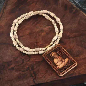Tulsi Kanthi Mala with Hanuman Pendant | Wooden Locket Set | Pack of 2