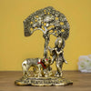 Lord Krishna with Cow and Calf Statue | Golden Finish