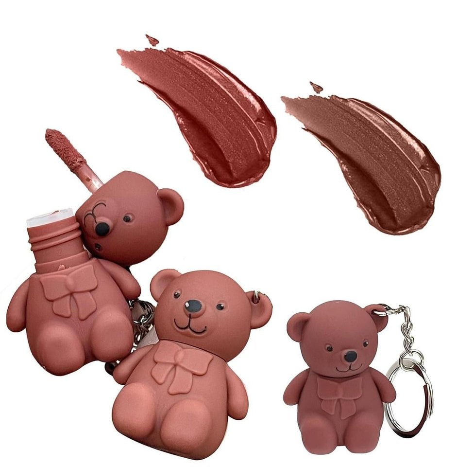 2 in 1 Keychain Bear Matte Lipstick Set - Pack of 2 Assorted Colors