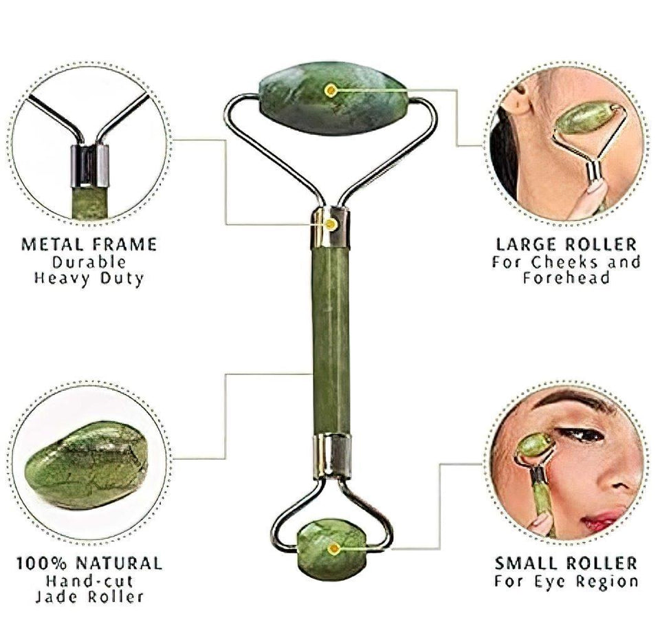 Smooth Facial Roller & Massager | Natural Jade Stone