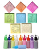 Rangoli Tool Kit | 8 Assorted Stencils | Rangoli Powder in Squeeze Bottles | Set of 18