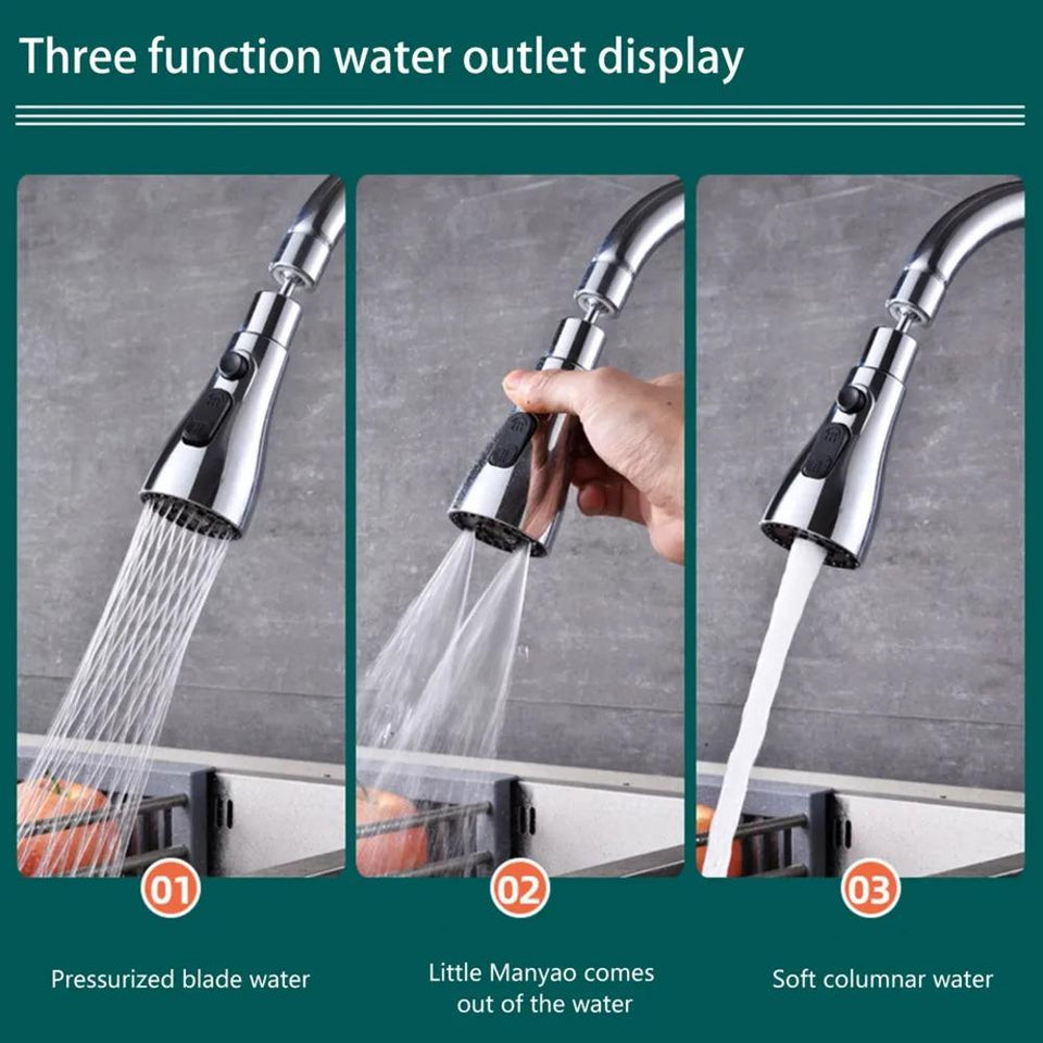 3-Mode Kitchen Sink Faucet | Stainless Steel | 2 Spray Modes