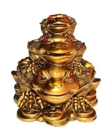 Triple Frog Feng Shui Figurine for Wealth, Health & Prosperity