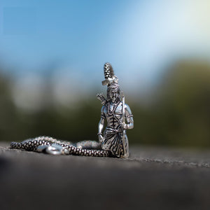 Lord Ram Pendant with Chain | Oxidized Silver