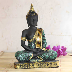 Green Meditating Buddha Statue
