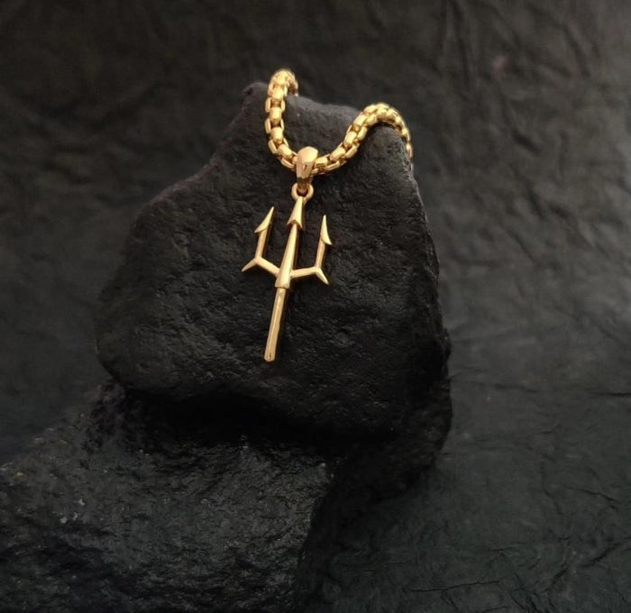Gold Plated Trishul Pendant Chain | Spiritual Jewelry