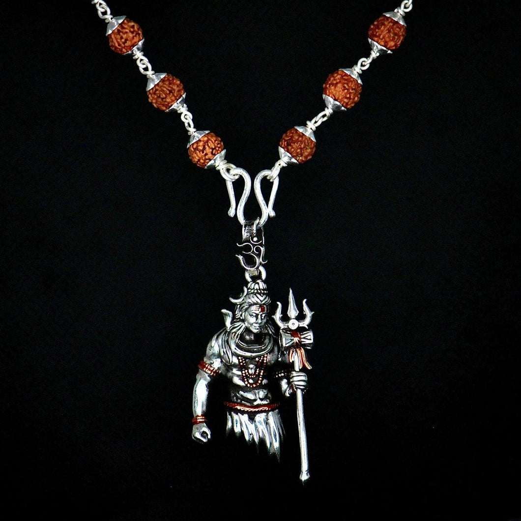 Handmade Rudraksha Shivji Pendant with Elegant Chain