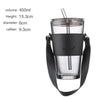 Elegant Glass Tumbler Set with Glass Straw and Secure Lid