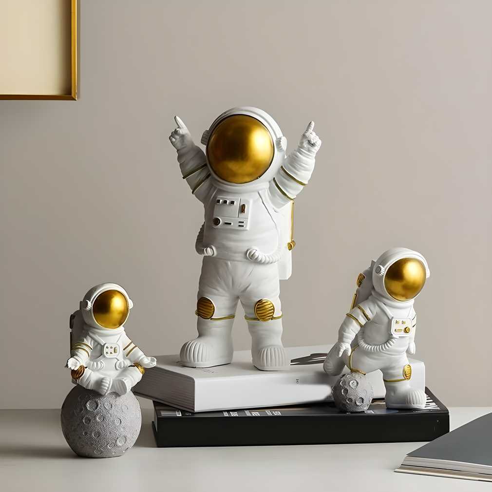 Astronaut Statue Figurines | Set of 3 | Decorative Accents