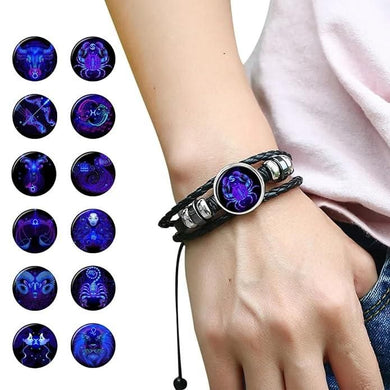 Zodiac Constellation Braided Leather Bracelet | Adjustable