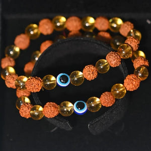 Rudraksha and Citrine Crystal Bracelet | Spiritual and Stylish Accessory | Pack of 2