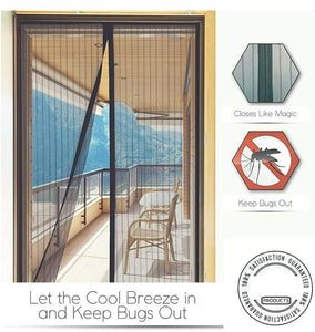 Aumber Polyester Door Mosquito Net with Full Frame Hook & Loop for Main Doors, Bedroom, Kitchen & Balcony Doors (210x90 cm, Black)