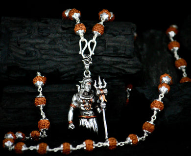 Handmade Rudraksha Shivji Pendant with Elegant Chain