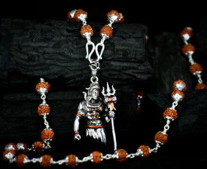 Handmade Rudraksha Shivji Pendant with Elegant Chain