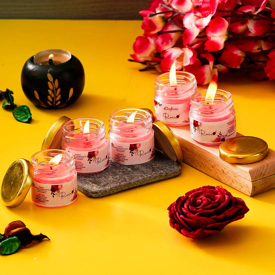Rose Scented Minijar Candles | Set of 5