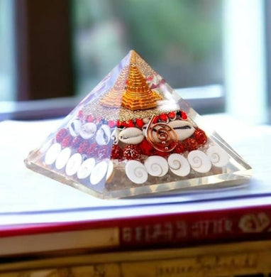 Crystal Wealth Pyramid with Shree Yantra & Gomati Chakra