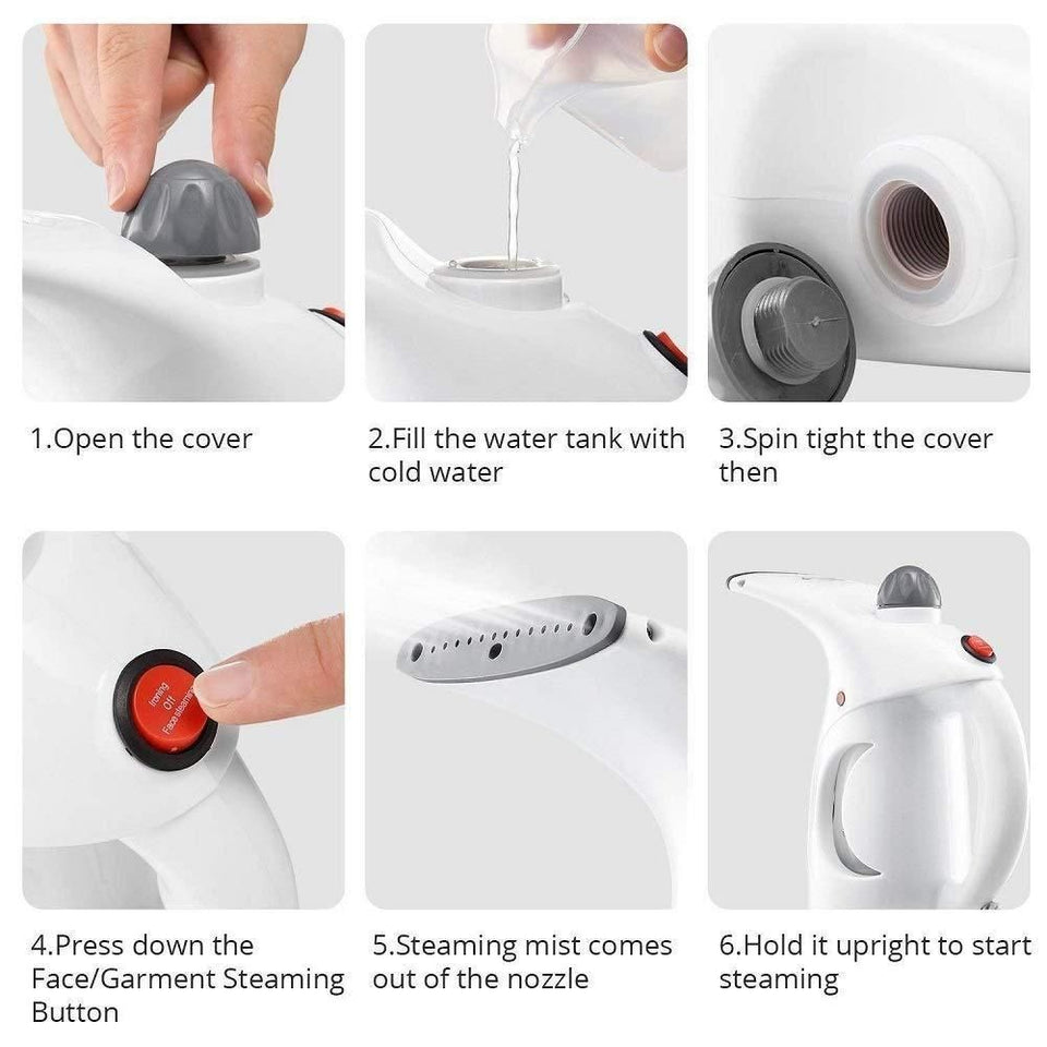 4-in-1 Handheld Garment Steamer & Facial Steamer | Versatile Home & Travel Use