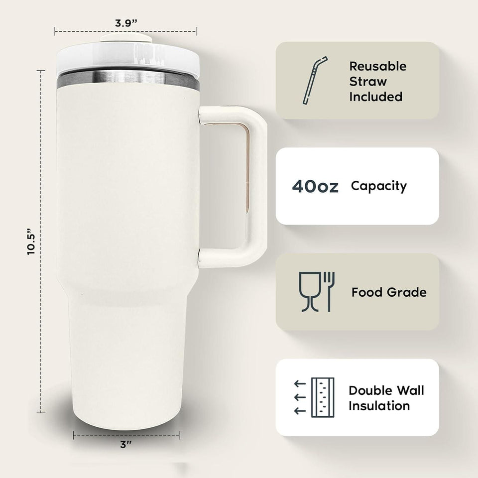Premium Stainless Steel Vacuum Insulated Tumbler with Lid and Straw - 1200ML