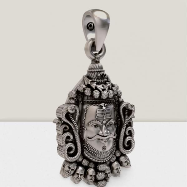 Silver Mahakal Pendant with Chain | Elegant Spiritual Accessory for Men