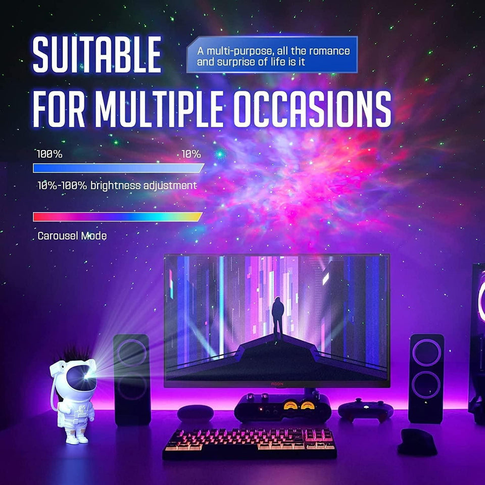 Astronaut Galaxy Projector | 360° Rotation & Remote Control