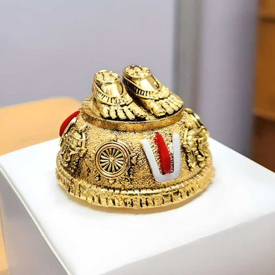 Gold Plated Antique Lord Balaji Charan Paduka | Spiritual Decor